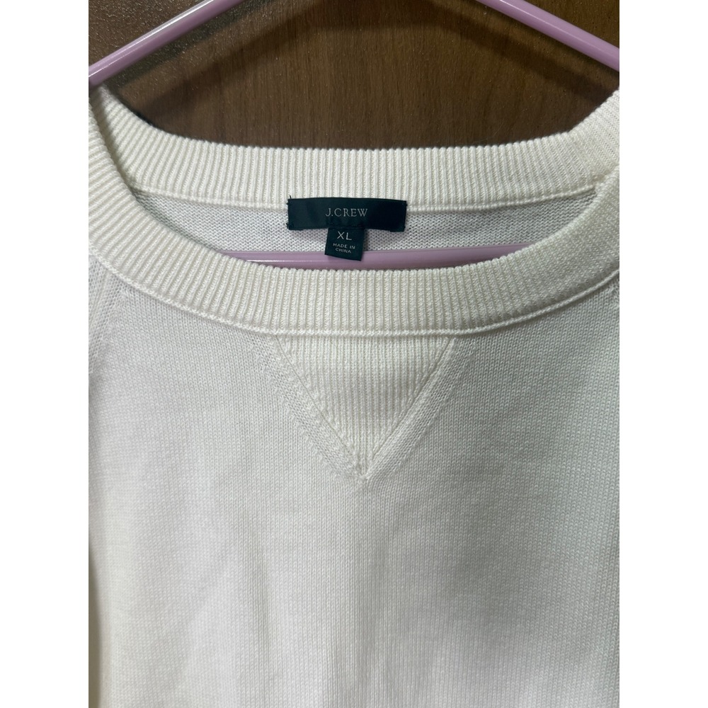 J. Crew Women's Crewneck Pullover sweater Ivory Sz XL Cotton/Cashmere Blend NWOT - Picture 2 of 5
